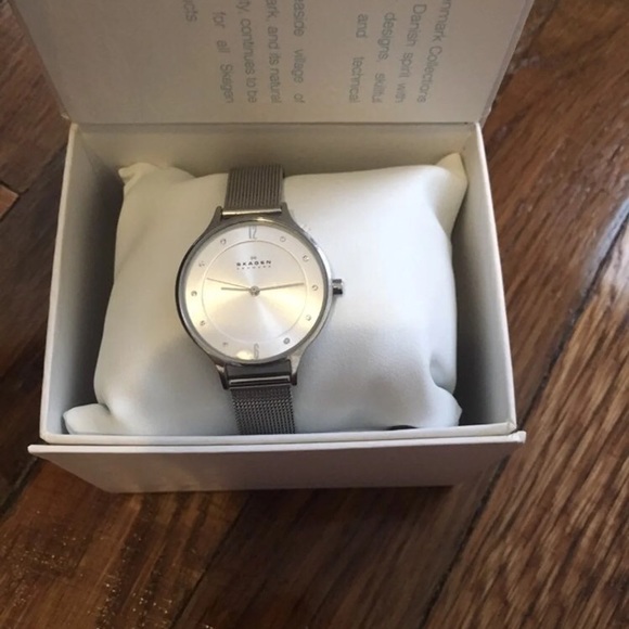 Womens Skagen Silver Anita Crystal Index Watch - Picture 4 of 5